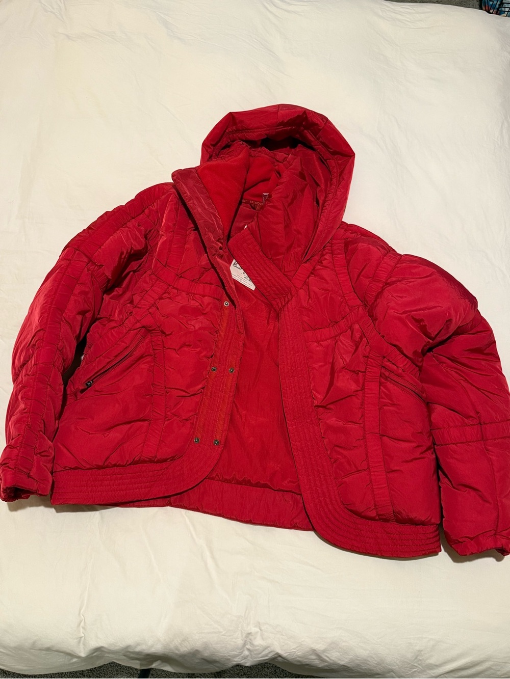 Free people movement Red Hooded Puffer Jacket NWT